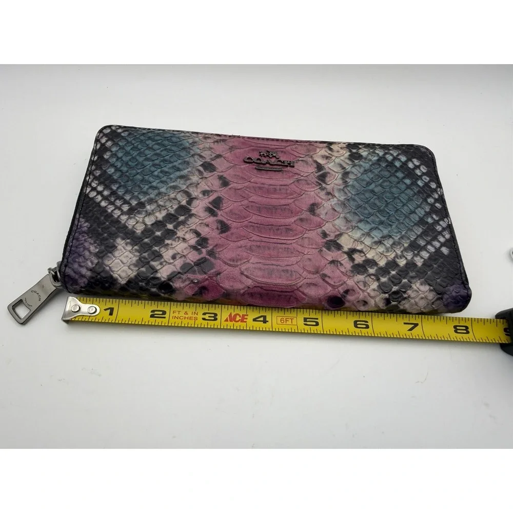 VERY RARE COACH RETIRED MULTI COLOR PYTHON ACCORDION ZIP-AROUND WALLET